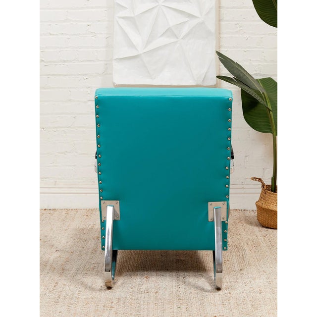 Mid 20th Century 1960’s Turquoise Lounge Chair For Sale - Image 5 of 11