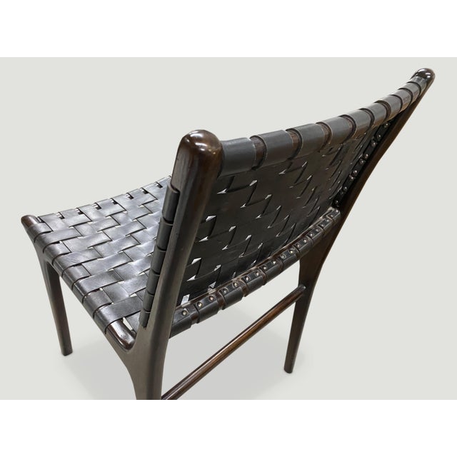 Andrianna Shamaris Modern Chair Series Single Backed Leather Woven Chair For Sale In New York - Image 6 of 6