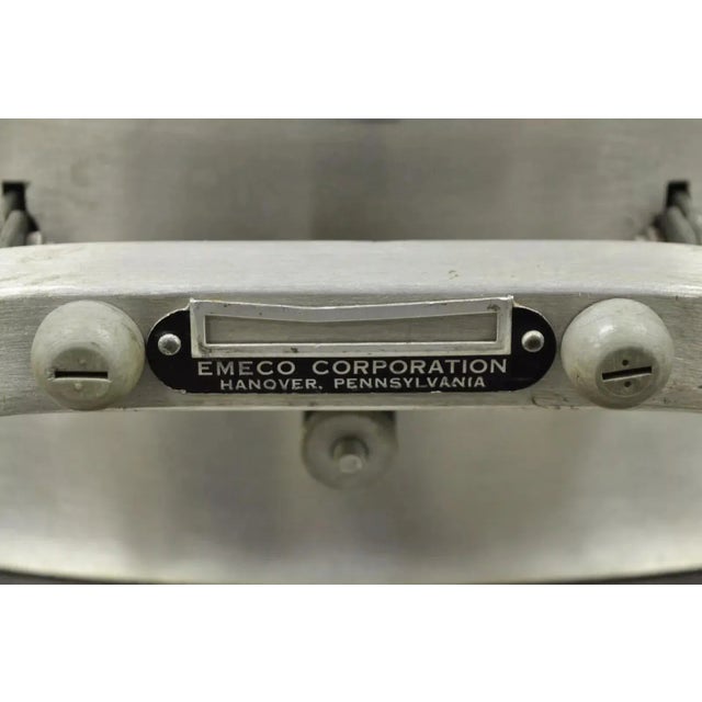 Vintage Emeco Corp Art Deco Brushed Aluminum Black Swivel Office Desk Chair For Sale - Image 9 of 12