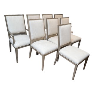 Van Thiel for Restoration Hardware Linen Dining Chairs, Set of Eight For Sale