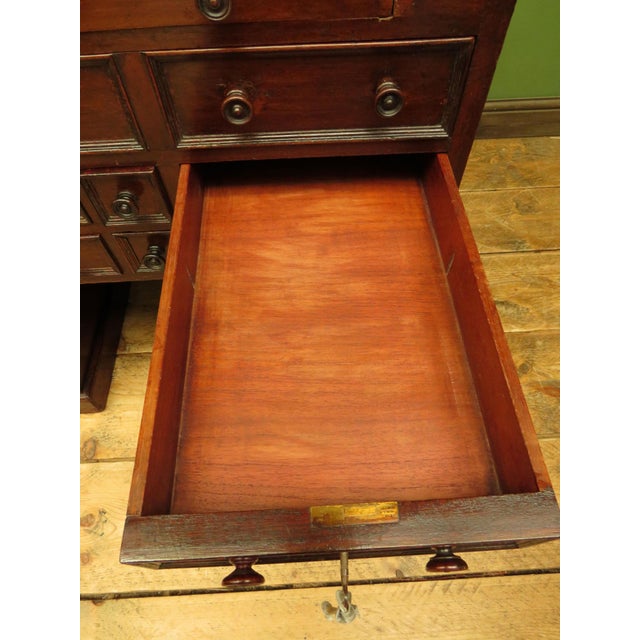 Brown Victorian Mahogany Dentists Kneehole Work Desk with Opaque Glass Top For Sale - Image 8 of 18