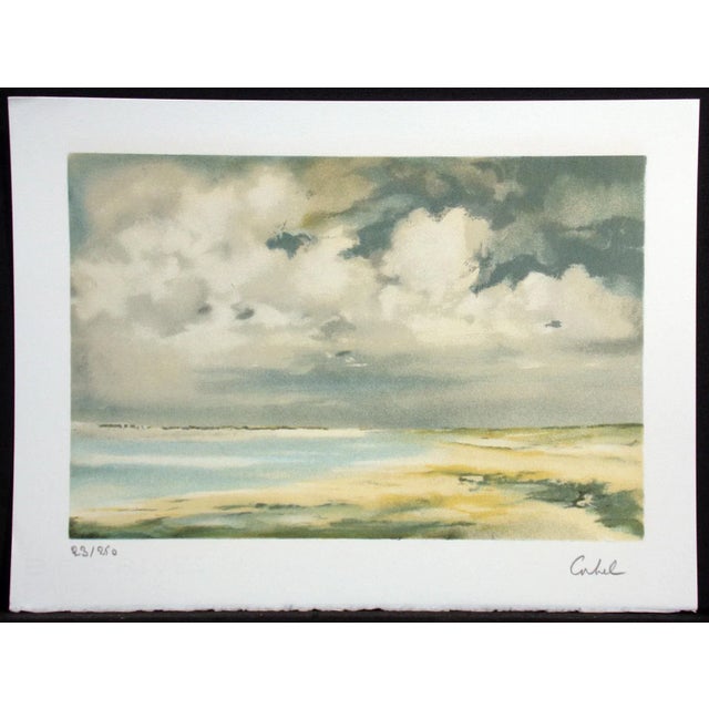 Impressionist 1980s Coastal Landscape Scene Limited Edition Lithograph Signed Corbel For Sale - Image 3 of 5