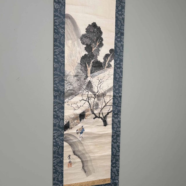 1920s Antique Scroll of Japanese Landscape, 1920s For Sale - Image 5 of 16