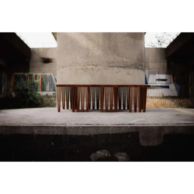 Optique bench by albert potgieter designs dimensions: d 55 x w 160 x h 45 cm. Sh: 45 cm. Materials: mahogany wood. The...