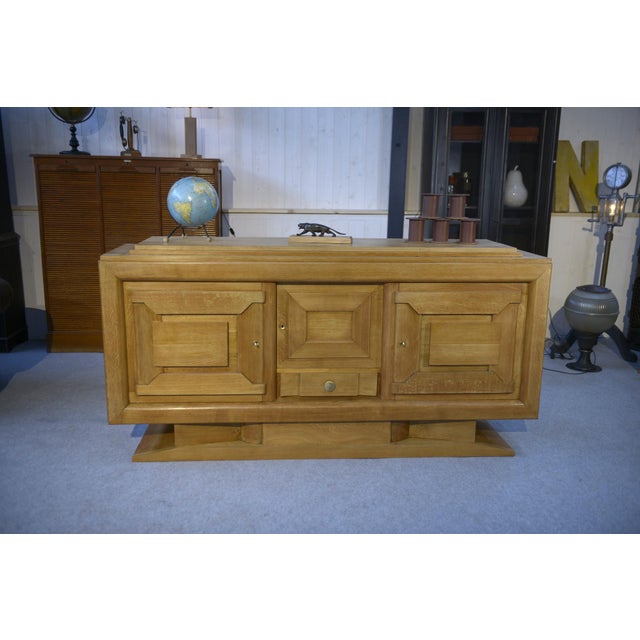 Brutalist Art Deco Oak Sideboard in the style of Charles Duduyt, 1930s-1940s For Sale - Image 11 of 17