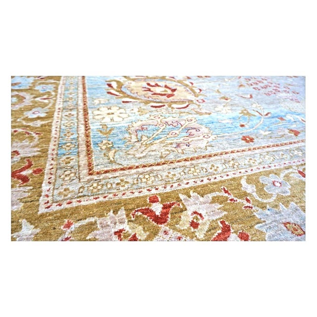 Early 21st Century 21st Century Afghan Oushak Wool 9x12 Blue & Gold Handmade Area Rug #1144045 For Sale - Image 5 of 6