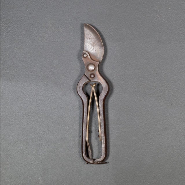 Industrial Antique Steel and Brass Pruning Shears C1920 For Sale - Image 3 of 3