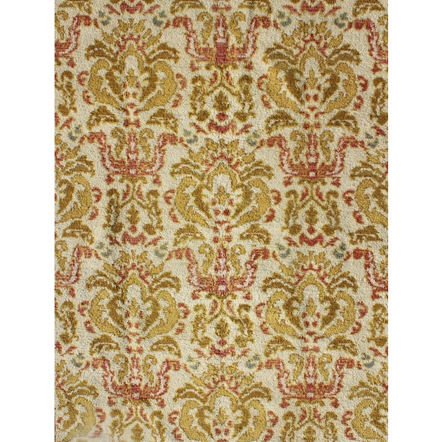 Textile 1930s Spanish Rug With Floral Yellow Green, Light Brown, Acid Green and Coral For Sale - Image 7 of 11