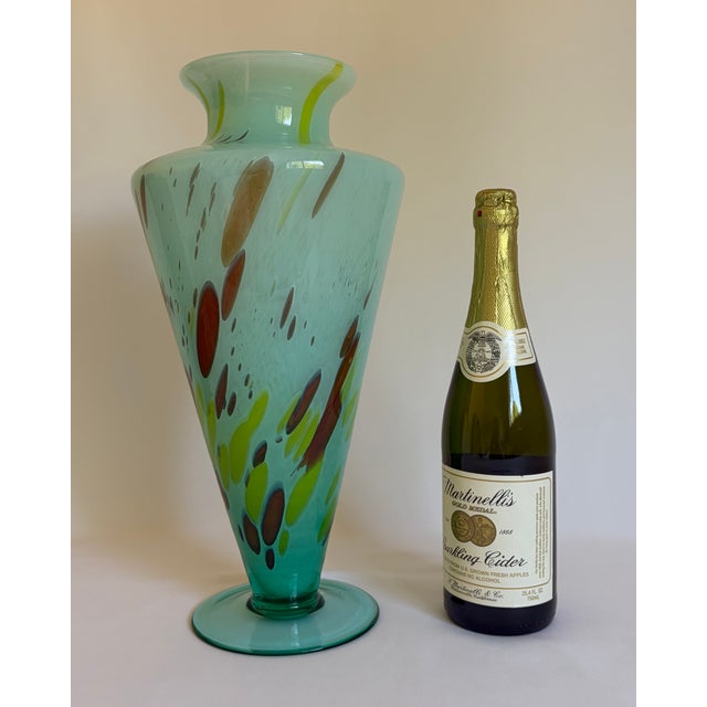 Postmodern Large Milano Lavorazione Murano Art Glass Footed Vase For Sale - Image 3 of 5