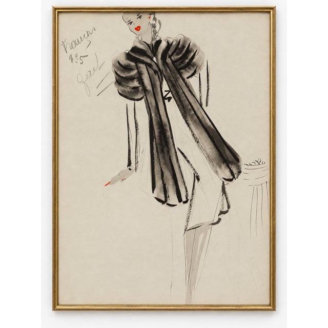 Add Hollywood Regency elegance to your bedroom, dressing room, or walk-in closet with this vintage French fashion art...