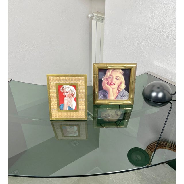 Faux Bamboo Brass Picture Frame by Tommaso Barbi, Italy, 1970s For Sale - Image 11 of 12