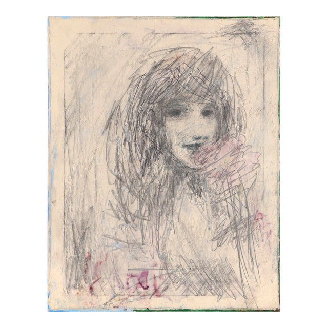 Contemporary Abstracted Portrait of a Girl With a Flower For Sale