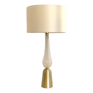 Contemporary White and Gold-Leaf Murano Glass Table Lamp With Shade