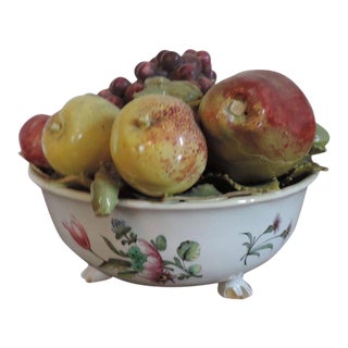 18th Century Veuve Perrin French Faience Glaze Pottery Tromp L'oeil Fruit Bowl Sculpture For Sale