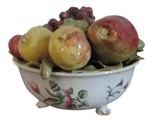 18th Century Veuve Perrin French Faience Glaze Pottery Tromp L'oeil Fruit Bowl Sculpture