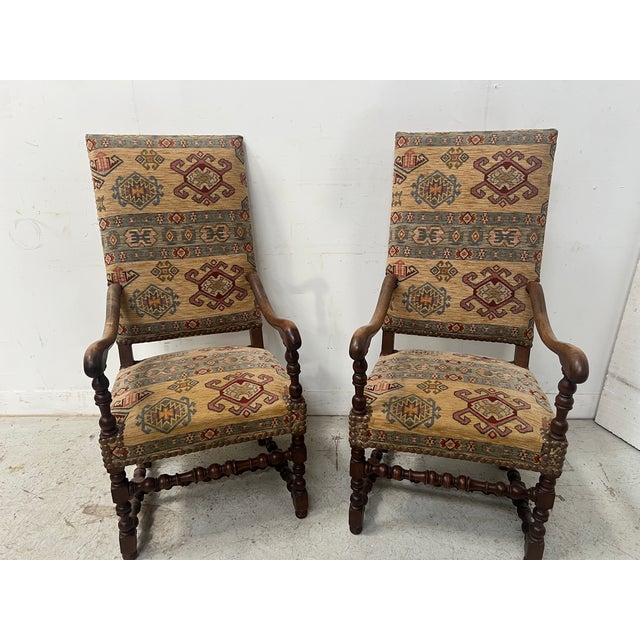 Louis XIII Style Armchairs with High Backs, 1900s, Set of 4 For Sale - Image 9 of 15
