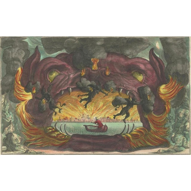 After Burnacini, Baroque Allegory of Fire with Underworld Imagery & Demons Optical Perspective, Print For Sale - Image 10 of 11