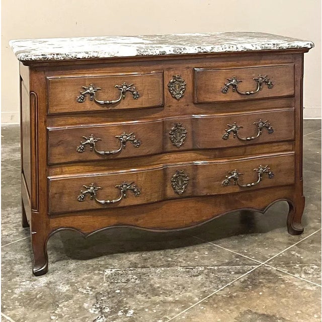 French Country 19th Century Country French Cherrywood Marble Top Commode For Sale - Image 3 of 13