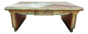 Post Modern Two-Sided Double Drawer Sculptural Textured Coffee Table ~ Brutalist Vintage Abstract Art ~ Modernsim