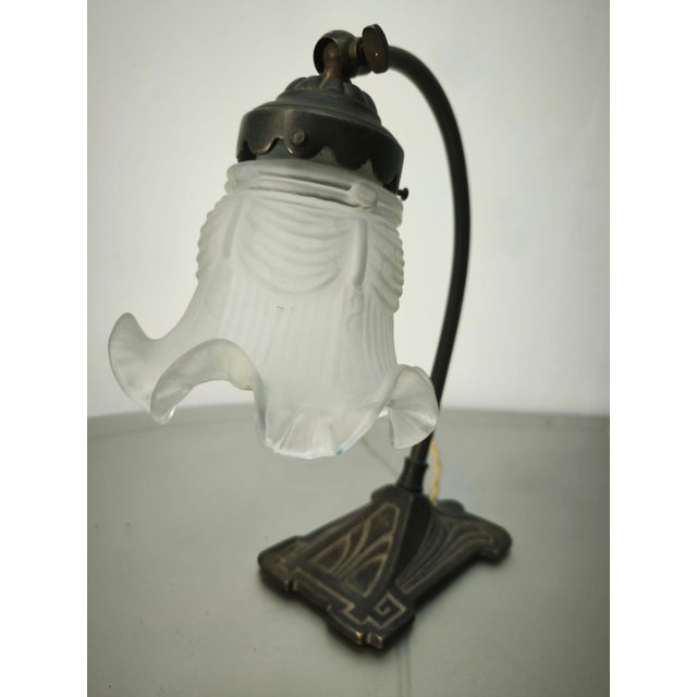 Table Lamp with Satin-Finished Decorated Glass, 1960s For Sale - Image 6 of 7