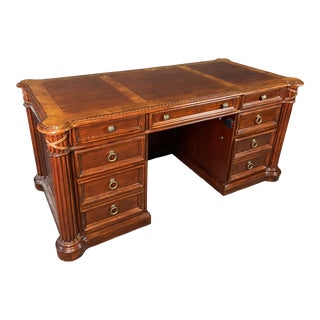 Banded Executive Desk With Columns and Cookie Corners For Sale