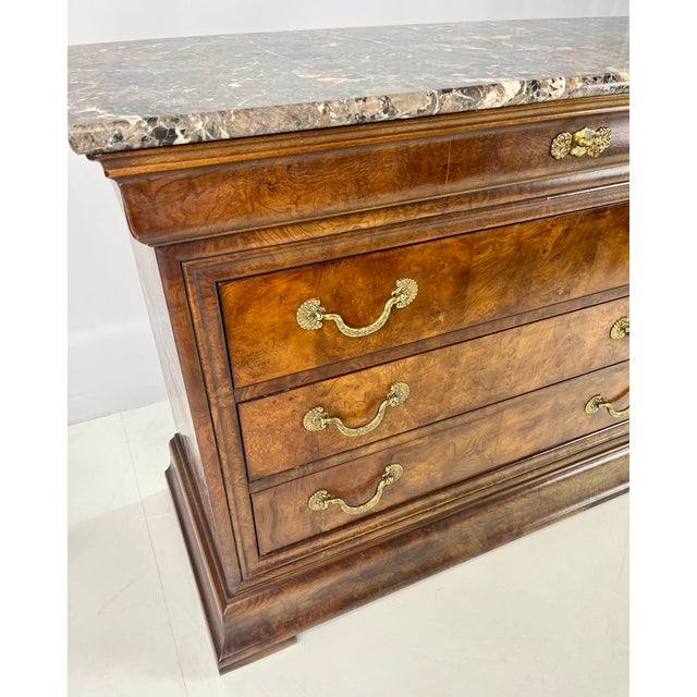 Late 20th Century Henredon "Charles X" French Neoclassical Burl & Marble Top Commode Chest For Sale - Image 11 of 13