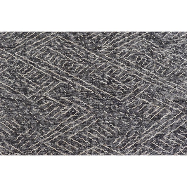 Textile Modern Gray-Blue Rug Crosshatch Design by Keivan Woven Arts 6'0 X 9'0 For Sale - Image 7 of 11