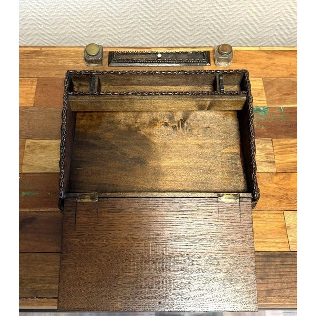 Napoleon III Carved Wooden Travel Writing Desk For Sale - Image 5 of 6