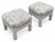 Stylish pair of Postmodern Mid-Century upholstered ottomans featuring clean architectural lines and generously padded,...