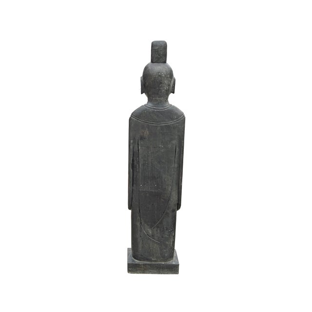 Chinese Chinese Black Gray Stone Standing Zen Harmony Decor Statues For Sale - Image 3 of 5