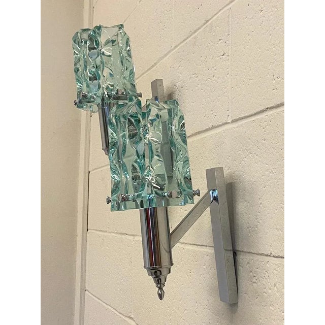 Mid-Century Modern Wall Lights with Chromed Steel Frame from Cristal Art, 1970s, Set of 2 For Sale - Image 3 of 13