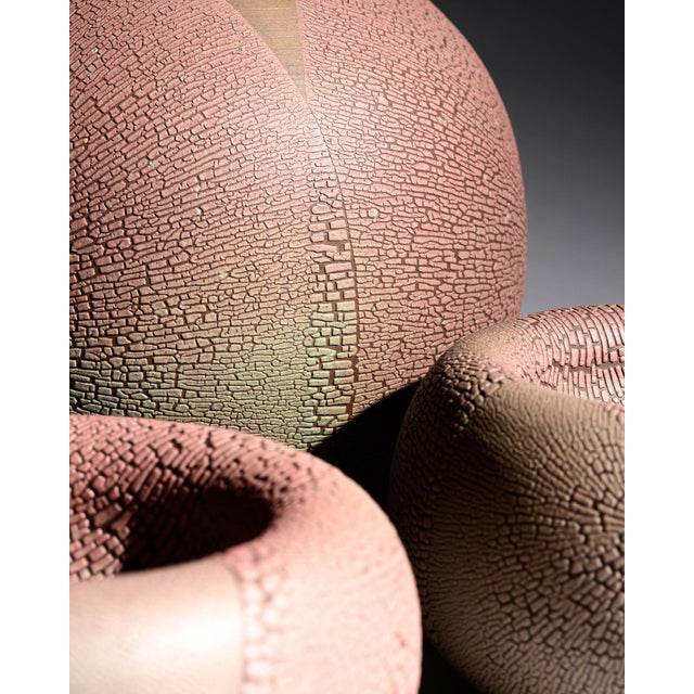 Reduction Glazed Ceramic Vase and Bowls by Mario Enke Studio Pottery, 1980s, Set of 3 For Sale - Image 4 of 18