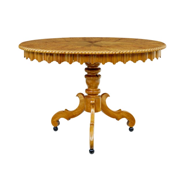 19th Century Swedish Oval Burr Birch Occasional Table, 1870 For Sale - Image 9 of 9