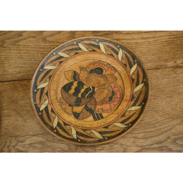 Beige Decorative Wooden Wall Plates, 1950s-1960s, Set of 4 For Sale - Image 8 of 12