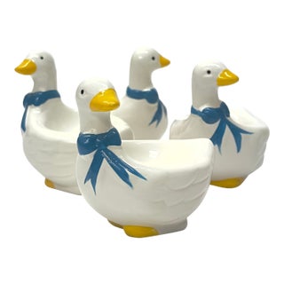 Adorable Ceramic Duck Egg Cups - Set of 4 For Sale