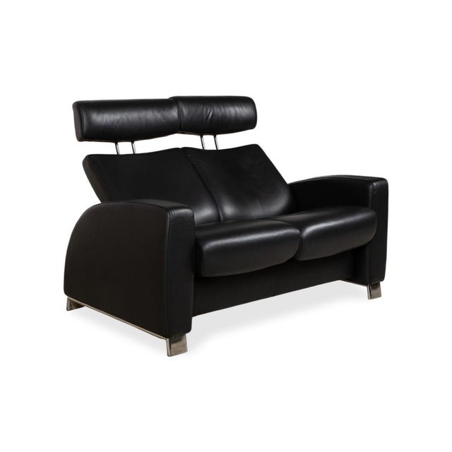 Arion Leather Two-Seater Black Manual Function Sofa from Stressless For Sale - Image 6 of 17