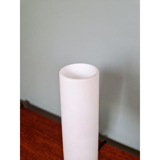 Scandinavian Tripod Table Lamp in Brass, Teak and White Satin Opaline Glass, 1960 For Sale - Image 11 of 15
