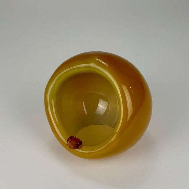 Mid-Century Modern Orange Glass Orb Ashtray by Dragan Drobnjak, 1970s For Sale - Image 4 of 6