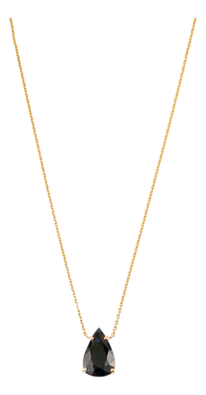 VRJewels 3.22 Carat Black Diamond Pear Solitaire Necklace in 14k Yellow Gold