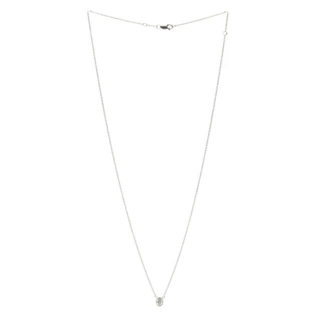 Stones: diamond, 1 stone oval cut 4.75 x 3.5 mm approximately .22 carat I-J color, VS2 clarity Length: 18.5 in. Weight: .9...