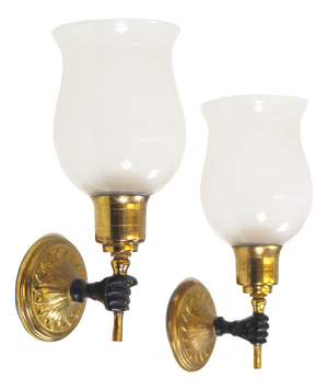 Vintage Brass Torch Holding Hand Wall Sconces, 1950s, Set of 2
