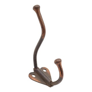 Vintage Japanned Steel Double Arm Wall Hook For Sale