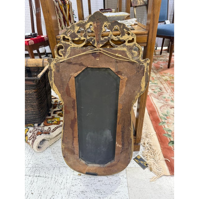 Antique 19th Century Ornate Etched Beveled Gilt Wooden Wall Mirror 17x31 Measures 17 inches wide 31 inches tall This piece...