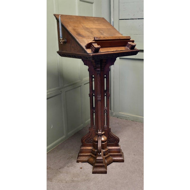 19th Century Carved Oak Reading Podium For Sale - Image 3 of 8