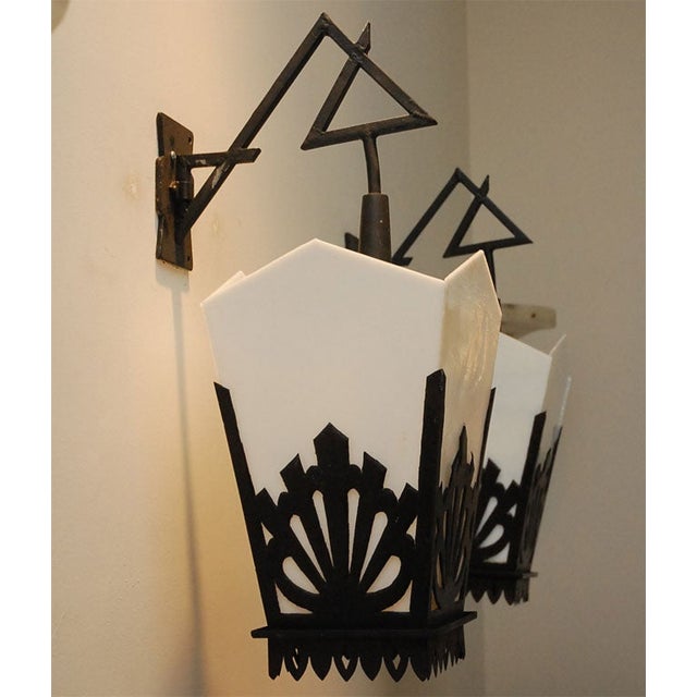 Early 20th Century Vintage Asian Lantern Wall Sconces - a Pair For Sale - Image 5 of 9