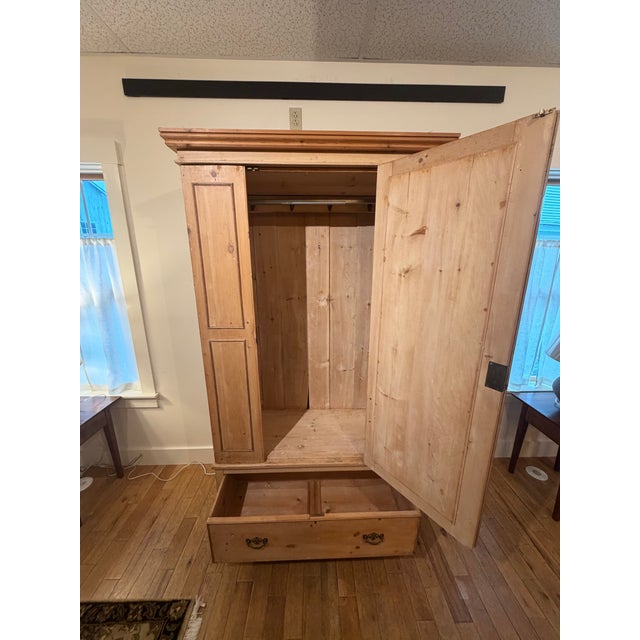Antique Scrubbed Pine Armoire For Sale In Boston - Image 6 of 11