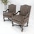 Textile Pair of Carved Bases & Arms Striped Upholstery Fire Side Arm Lounge Chairs MINT! For Sale - Image 7 of 18