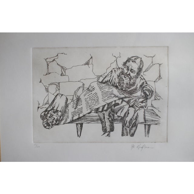 Mid 20th Century Al Kaufman (B. 1928) "Scribe" Signed & Numbered 56/150 Intaglio Etching - Framed For Sale - Image 6 of 14