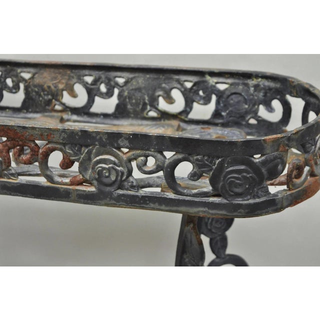 Vintage French Art Nouveau Style Heavy Wrought Iron Garden Planter Plant Stand For Sale - Image 13 of 17
