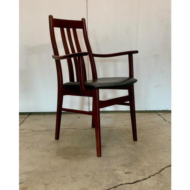 1960s A Danish Pair of High-Backed Dining Table Chairs With Armrests For Sale - Image 11 of 18